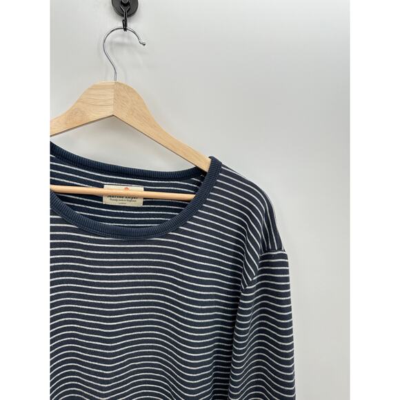 Marine Layer Blue Striped Supima Cotton Crewneck Shirt Pullover Mens Size Large - Picture 6 of 9